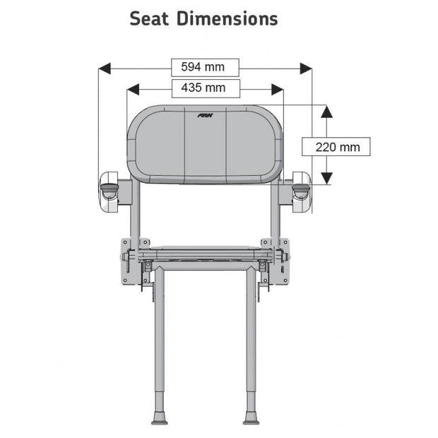 AKW 1000 Series Compact Fold up Shower Seat with pad - Grey