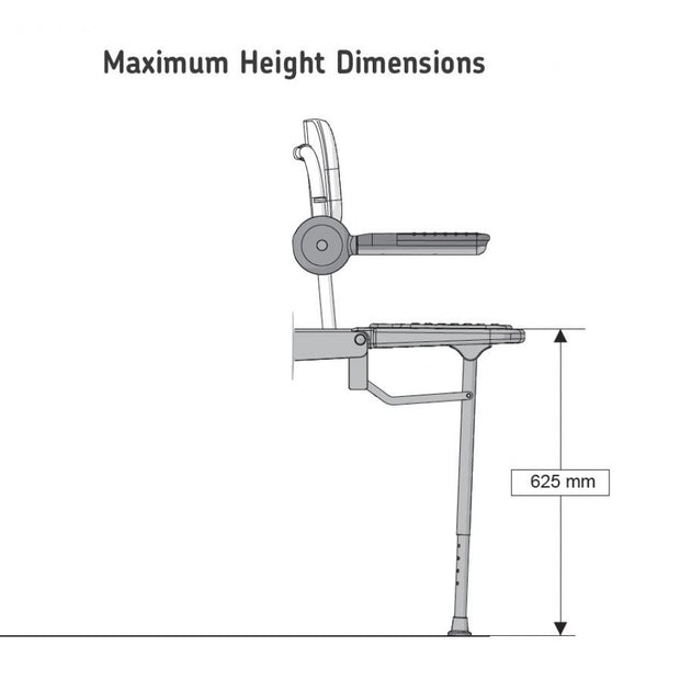 AKW 1000 Series Compact Fold up Shower Seat with pad - Grey