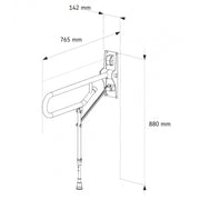 AKW Fold Up Support Rail - Adjustable Leg (32mm) White