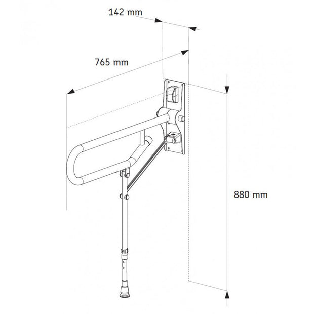 AKW Fold Up Support Rail - Adjustable Leg (32mm) White