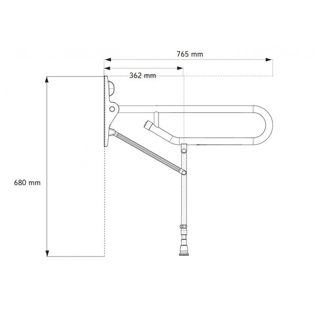 AKW Fold Up Support Rail - Adjustable Leg (32mm) White