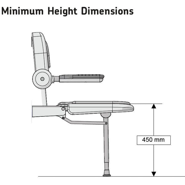 AKW 3000 Series Shower Seat with Grey Padded Back and Arms