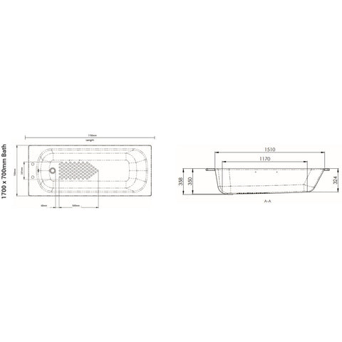 AKW 1700mm x 700mm Steel Bathtub and Kit