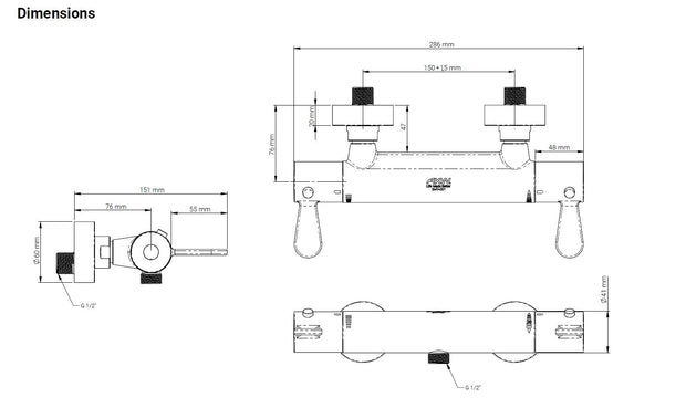 AKW Arka Thermostatic Mixer Valve with Care Kit