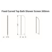 AKW Fixed Curved Top Bath Shower Screen 300mm