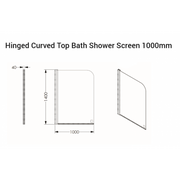 AKW Hinged Curved Top Bath Shower Screen 1000mm