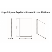 AKW Hinged Square Top Bath Shower Screen 1000mm