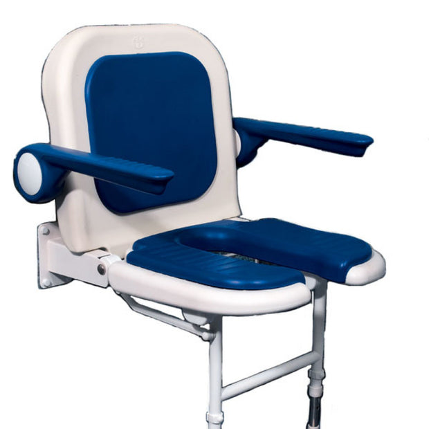 AKW 4000 Series Standard Horseshoe Seat with Back and Arms - Blue Padded