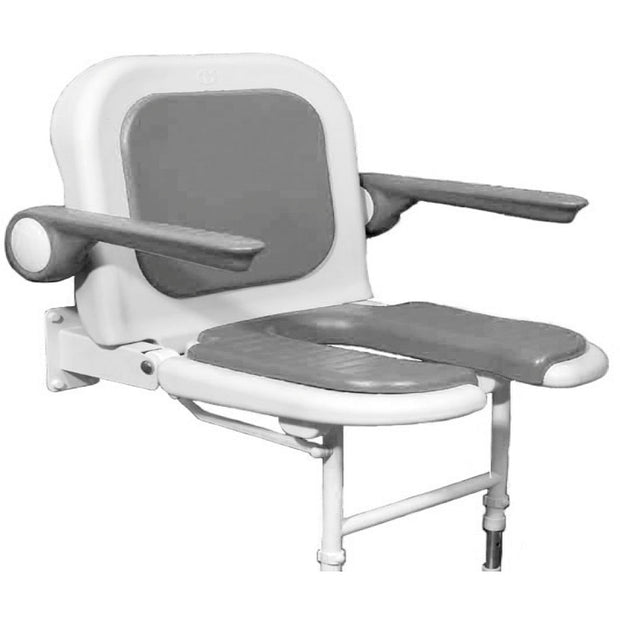 AKW 4000 Series Extra Wide Horseshoe Shower Seat with Back and Arms – Grey Padded