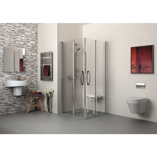 AKW Bama Slatted Compact Fold Up Shower Seat Matt Grey