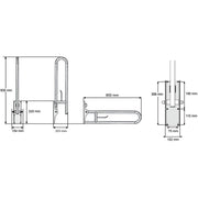 AKW Stainless Steel Hinged Fold-Up Double Hairpin Rail (32mm)