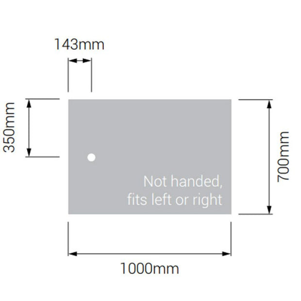 AKW Braddan Rectangular Shower Tray with Gravity Waste 1000mm x 700mm