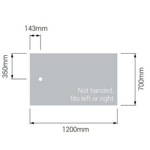 AKW Braddan Rectangular Shower Tray with Gravity Waste 1200mm x 700mm