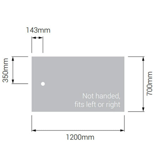 AKW Braddan Rectangular Shower Tray with Gravity Waste 1200mm x 700mm