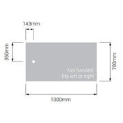 AKW Braddan Rectangular Shower Tray with Gravity Waste 1300mm x 700mm