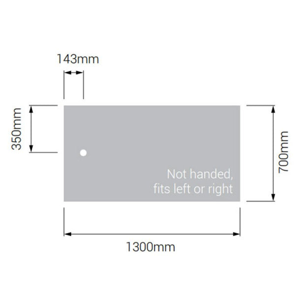 AKW Braddan Rectangular Shower Tray with Gravity Waste 1300mm x 700mm