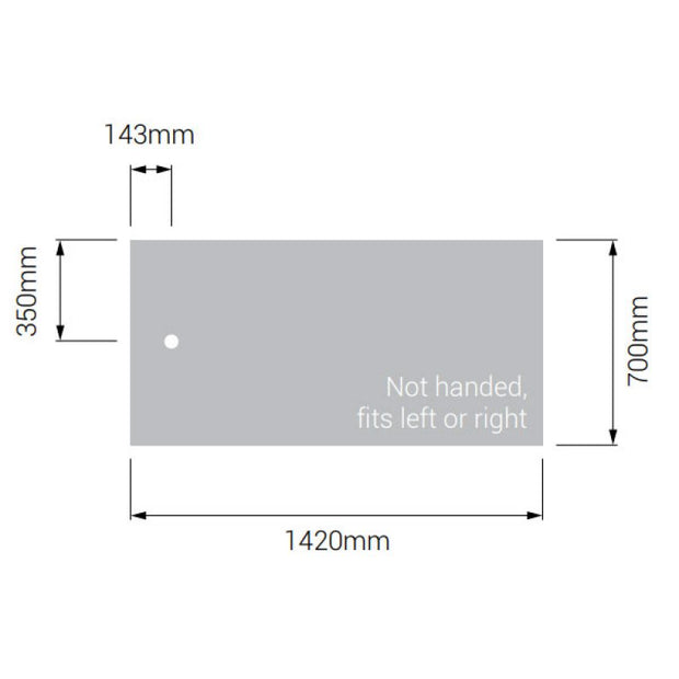 AKW Braddan Rectangular Shower Tray with Gravity Waste 1420mm x 700mm