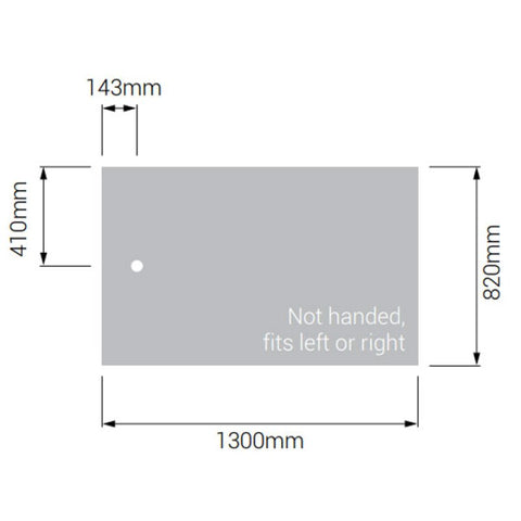 AKW Braddan Rectangular Shower Tray with Gravity Waste 1300mm x 820mm