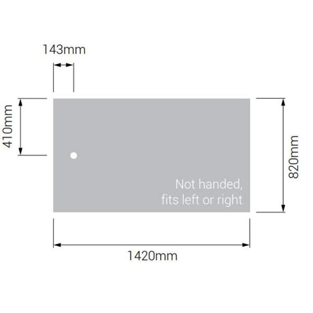 AKW Braddan Rectangular Shower Tray with Gravity Waste 1420mm x 820mm