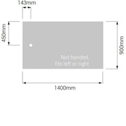 AKW Braddan Rectangular Shower Tray with Gravity Waste 1400mm x 900mm