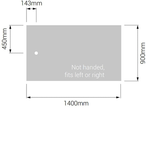 AKW Braddan Rectangular Shower Tray with Gravity Waste 1400mm x 900mm