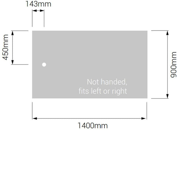 AKW Braddan Rectangular Shower Tray with Gravity Waste 1400mm x 900mm