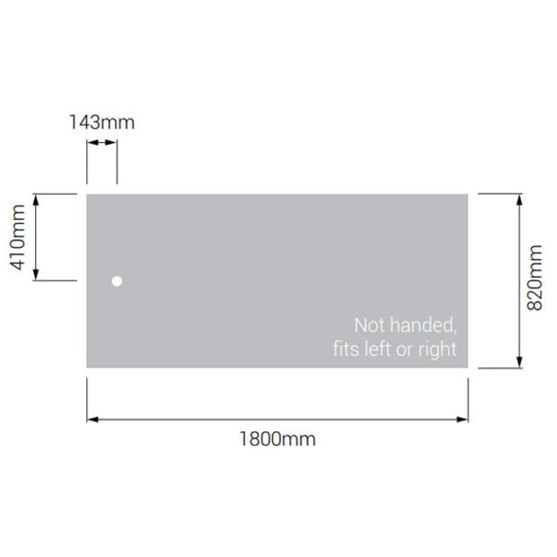 AKW Braddan Rectangular Shower Tray with Gravity Waste 1800mm x 820mm