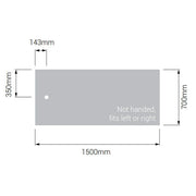 AKW Braddan Rectangular Shower Tray with Gravity Waste 1500mm x 700mm