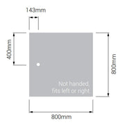 AKW Braddan Square Shower Tray with Gravity Waste 800mm x 800mm