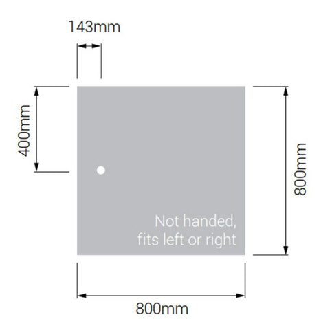 AKW Braddan Square Shower Tray with Gravity Waste 800mm x 800mm