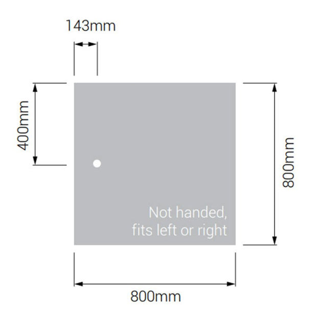 AKW Braddan Square Shower Tray with Gravity Waste 800mm x 800mm