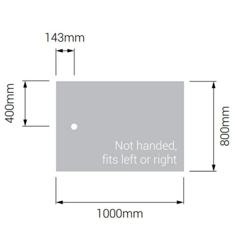 AKW Braddan Rectangular Shower Tray with Gravity Waste 1000mm x 800mm
