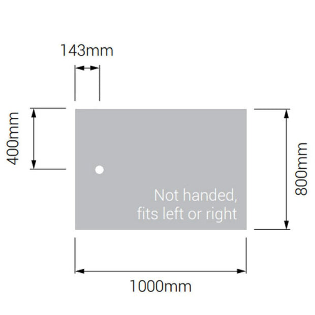 AKW Braddan Rectangular Shower Tray with Gravity Waste 1000mm x 800mm