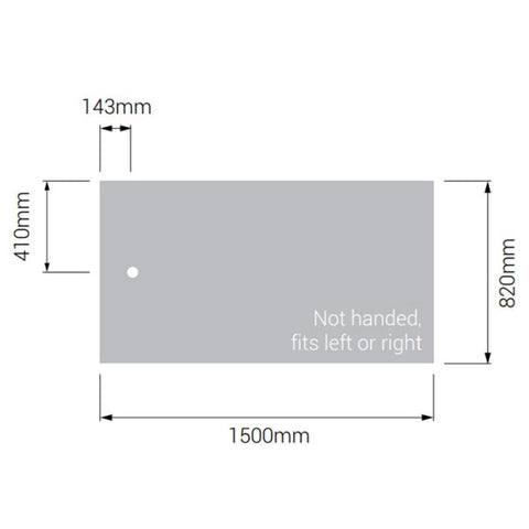 AKW Braddan Rectangular Shower Tray with Gravity Waste 1500mm x 820mm