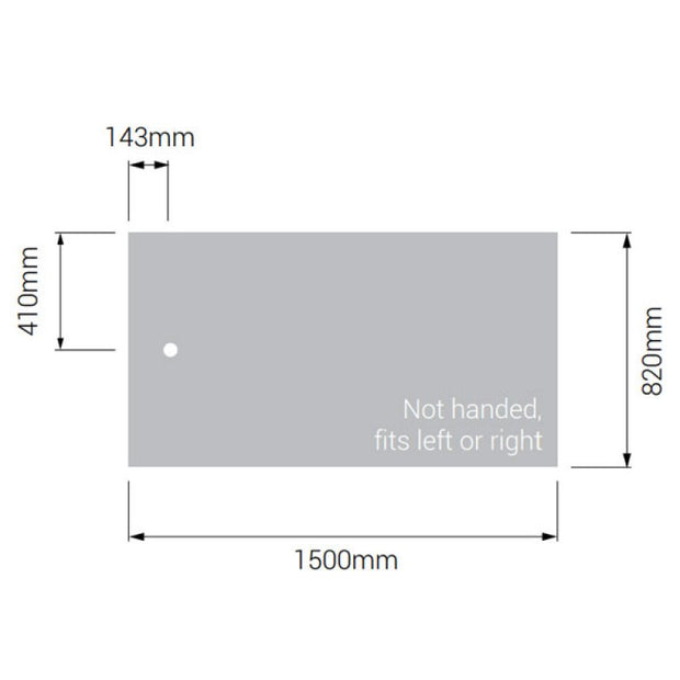 AKW Braddan Rectangular Shower Tray with Gravity Waste 1500mm x 820mm