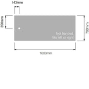 AKW Braddan Rectangular Shower Tray with Gravity Waste 1600mm x 700mm - Non-Handed