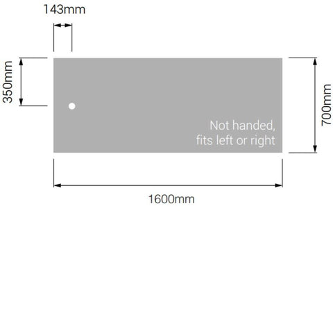 AKW Braddan Rectangular Shower Tray with Gravity Waste 1600mm x 700mm - Non-Handed
