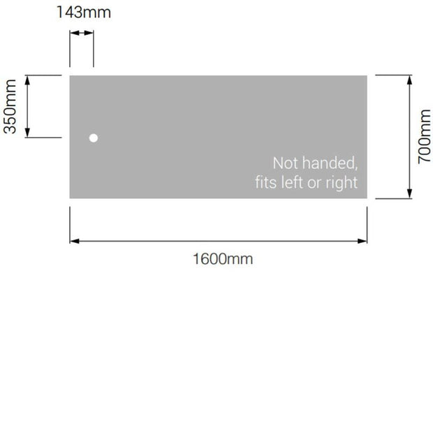 AKW Braddan Rectangular Shower Tray with Gravity Waste 1600mm x 700mm - Non-Handed