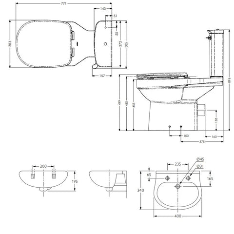 AKW Standard Doc M Pack with Close Coupled Disabled Toilet - Blue