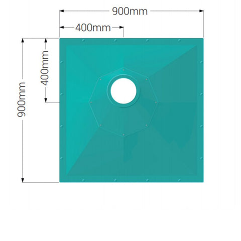 AKW Tuff Form8 Square Wet Room Former with Rotatable Waste Position - 900x900mm