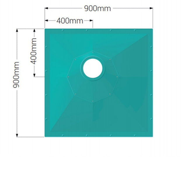 AKW Tuff Form8 Square Wet Room Former with Rotatable Waste Position - 900x900mm