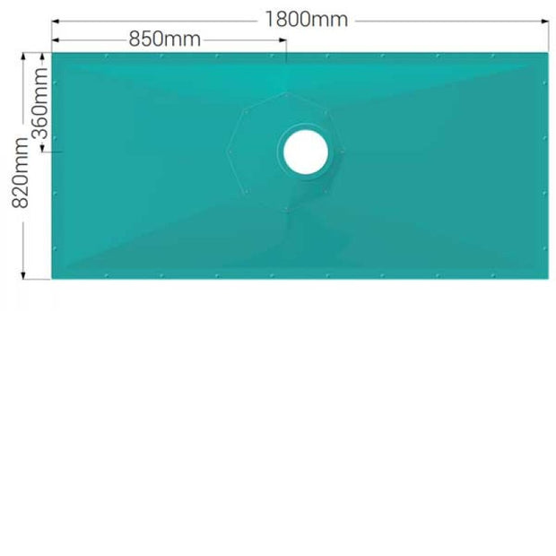 AKW Tuff Form8 Rectangular Wet Room Former with Rotatable Waste Position - 1800x820mm