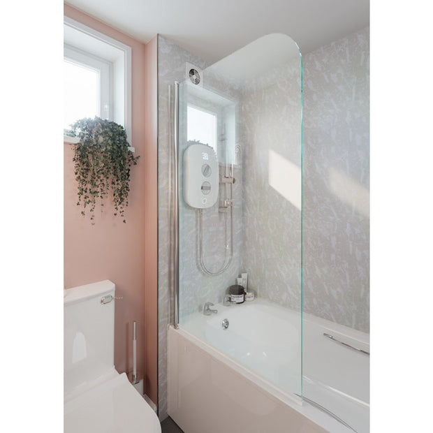 AKW Hinged Curved Top Bath Shower Screen 1000mm