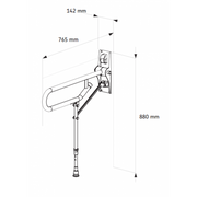 AKW Fold Up Support Rail - Adjustable Leg (Stainless Steel)