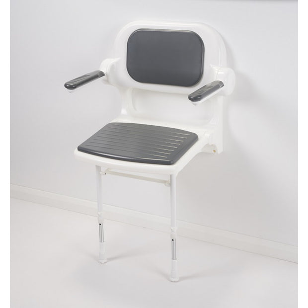 AKW 2000 Series Fold Up Mid Grey Padded Seat with Back and Arms